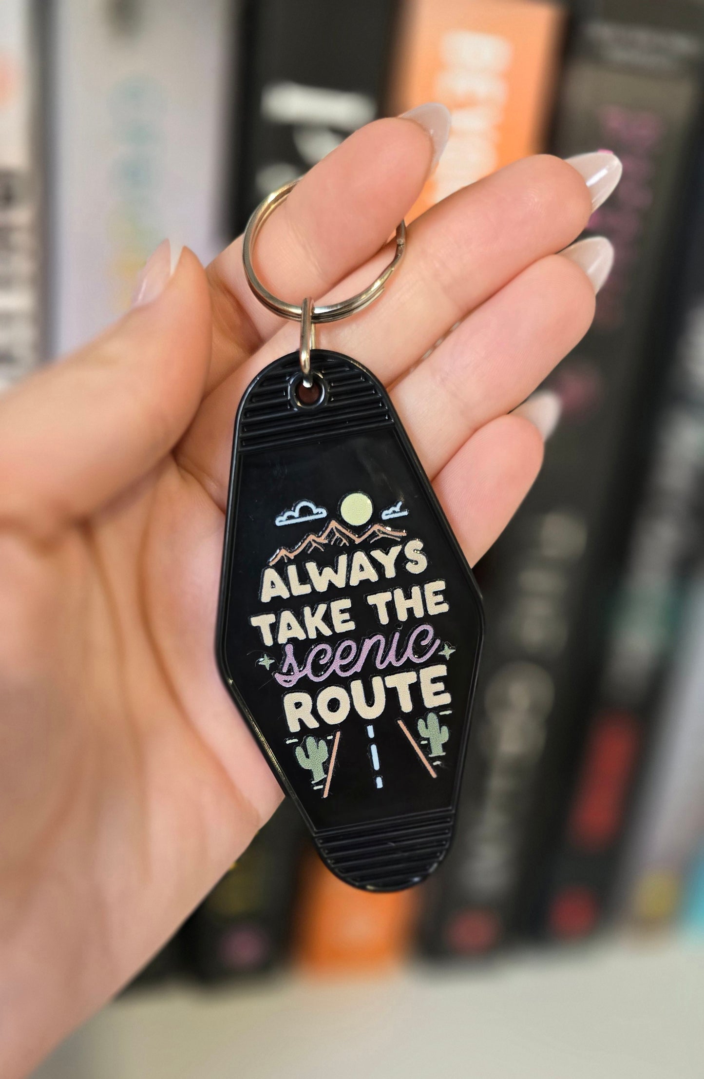 Always Take The Scenic Route Motel Keychain