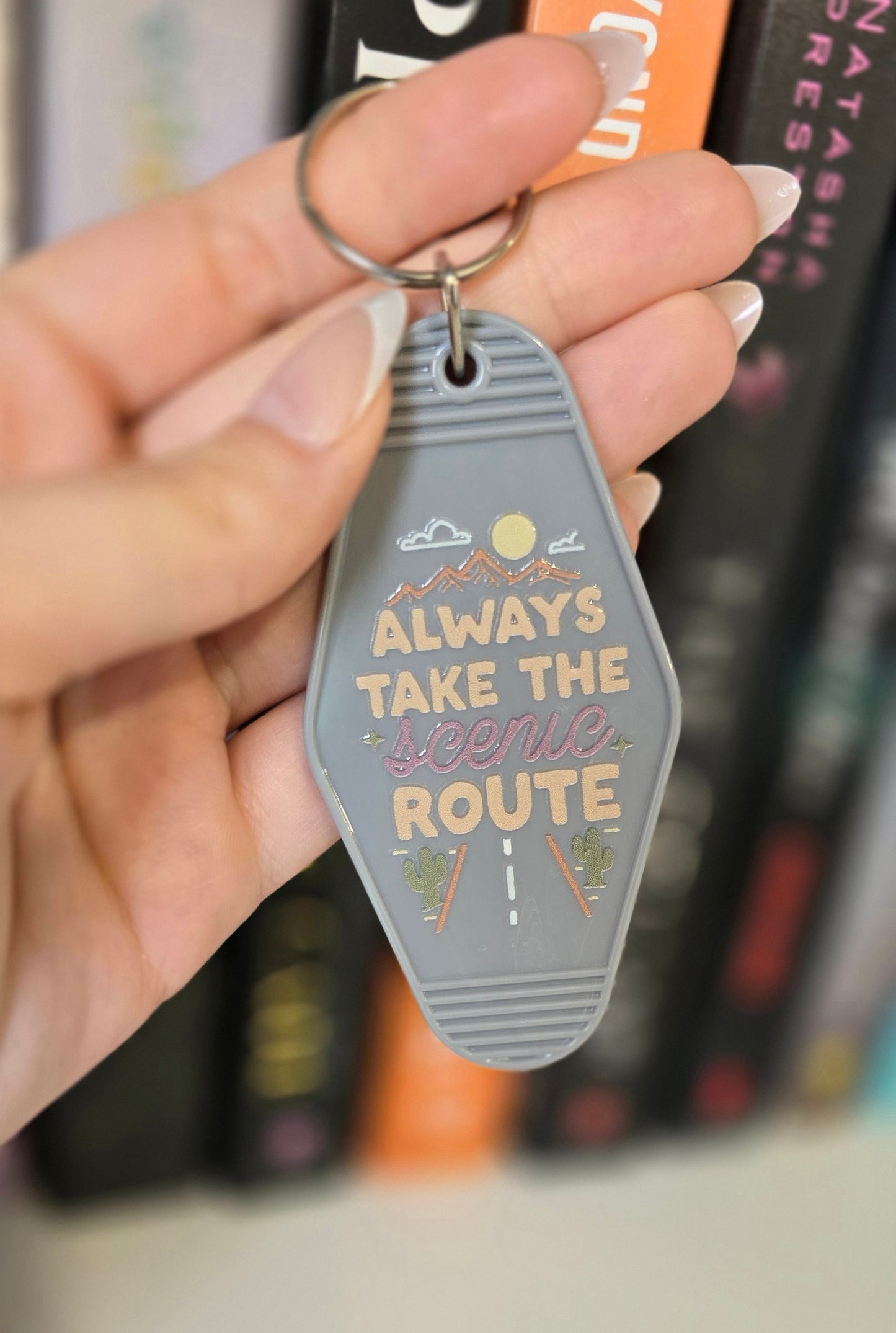 Always Take The Scenic Route Motel Keychain