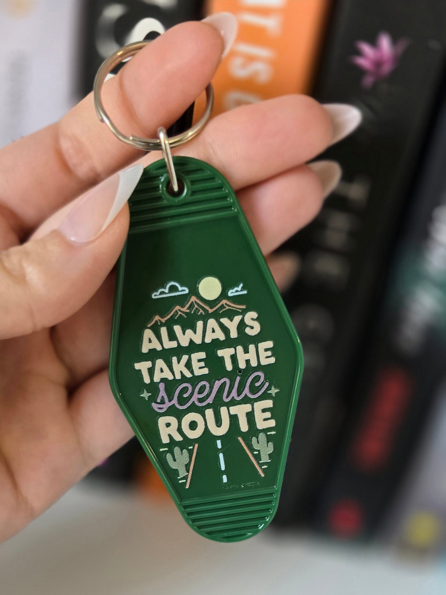 Always Take The Scenic Route Motel Keychain