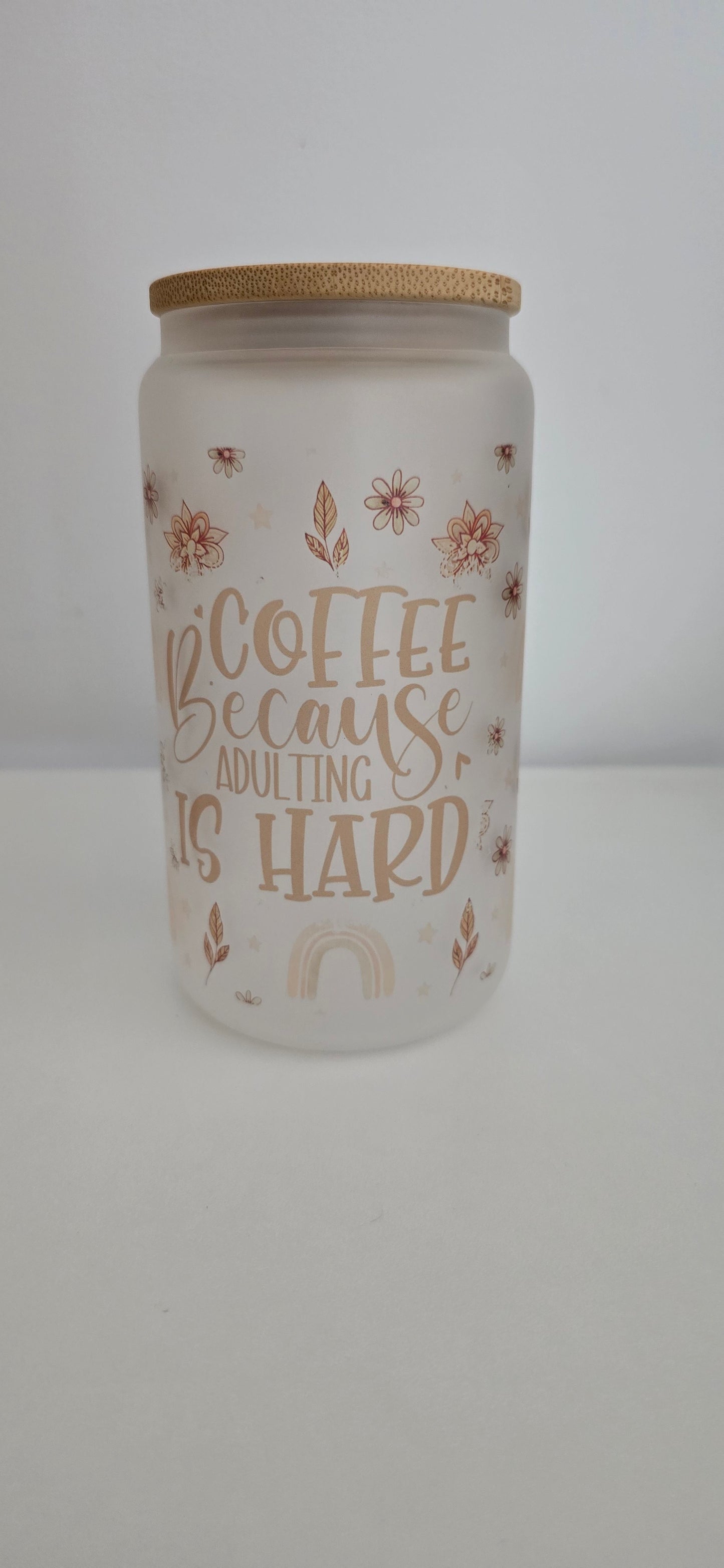 Coffee & Adulting 16oz. Glass Tumbler