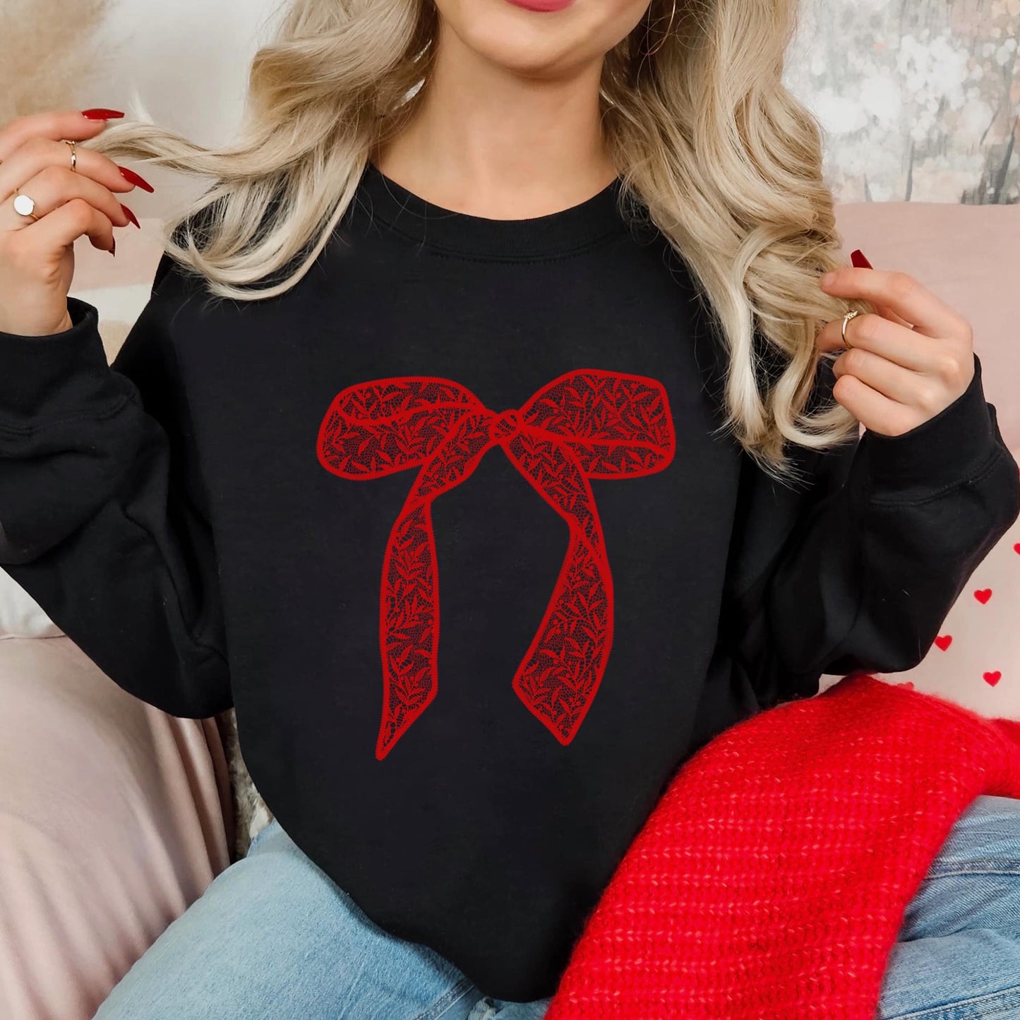Red Lace Bow Shirt