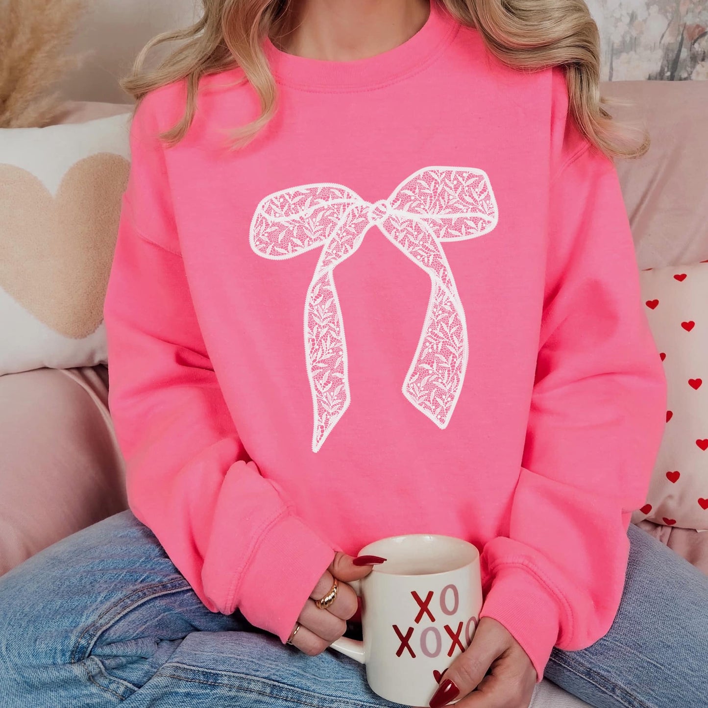 White Lace Bow Shirt