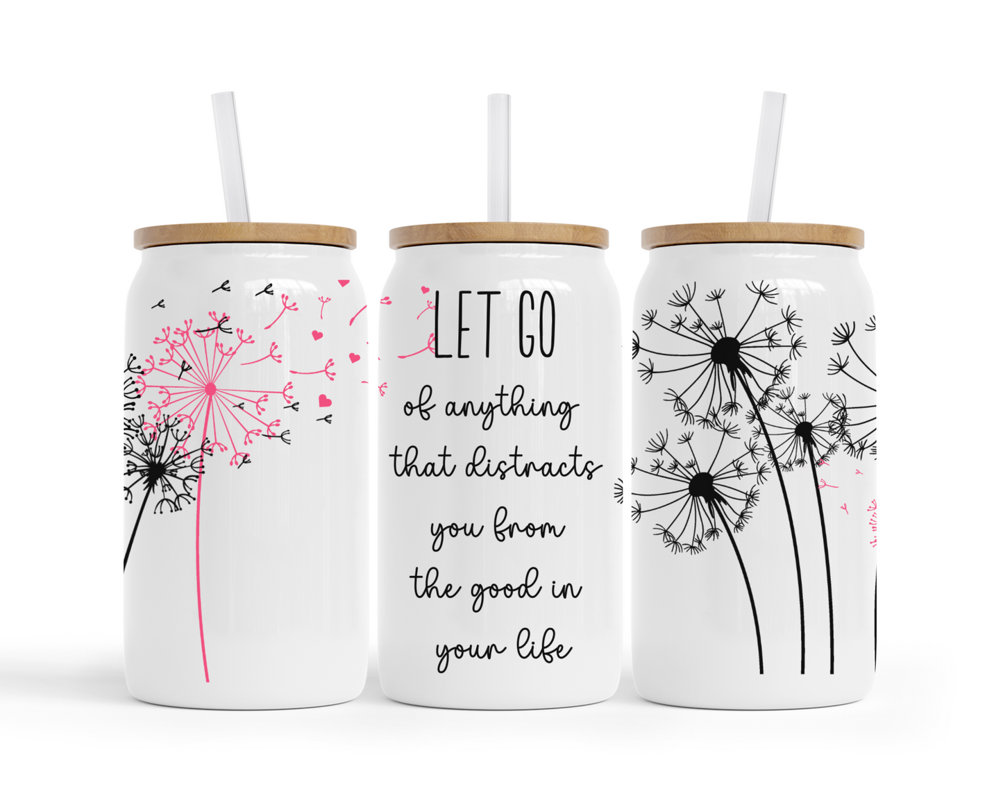 Let Go Quote Stainless Steel Tumbler 12oz. Acrylic Lid