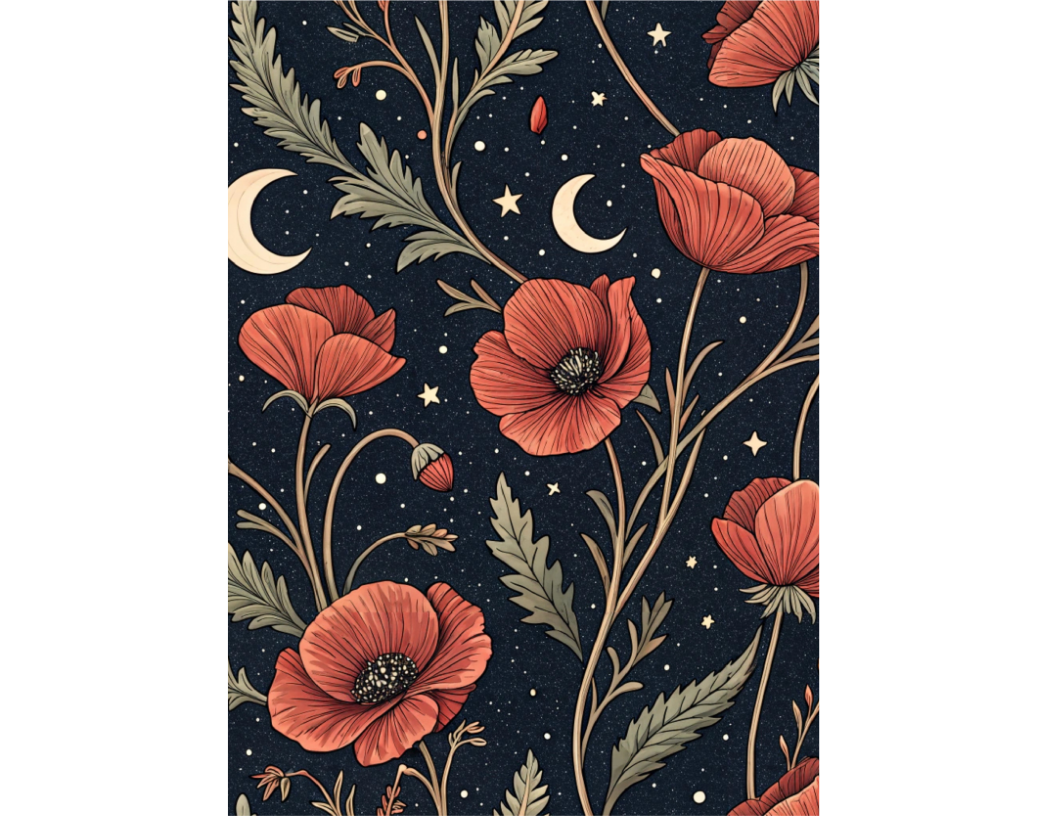 Crimson Moon Blooms E-Reader Insert