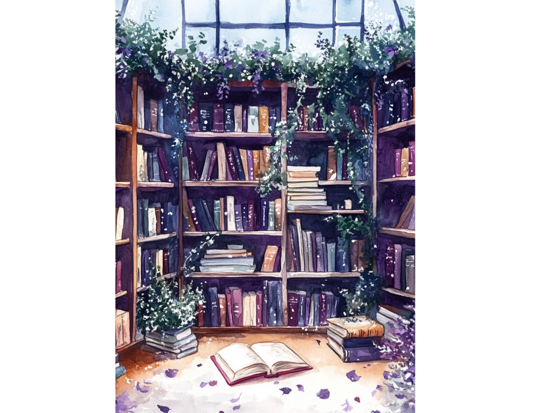 Lavender Leaves Library Kindle Insert