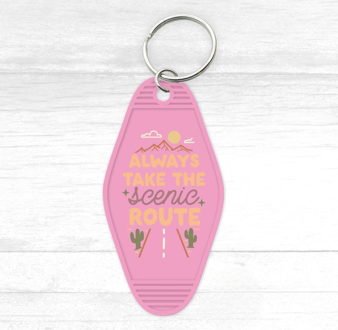 Always Take The Scenic Route Motel Keychain - CGS. Creations