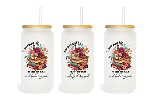 Into The Pages Glass Tumbler With Lid and Straw - CGS. Creations