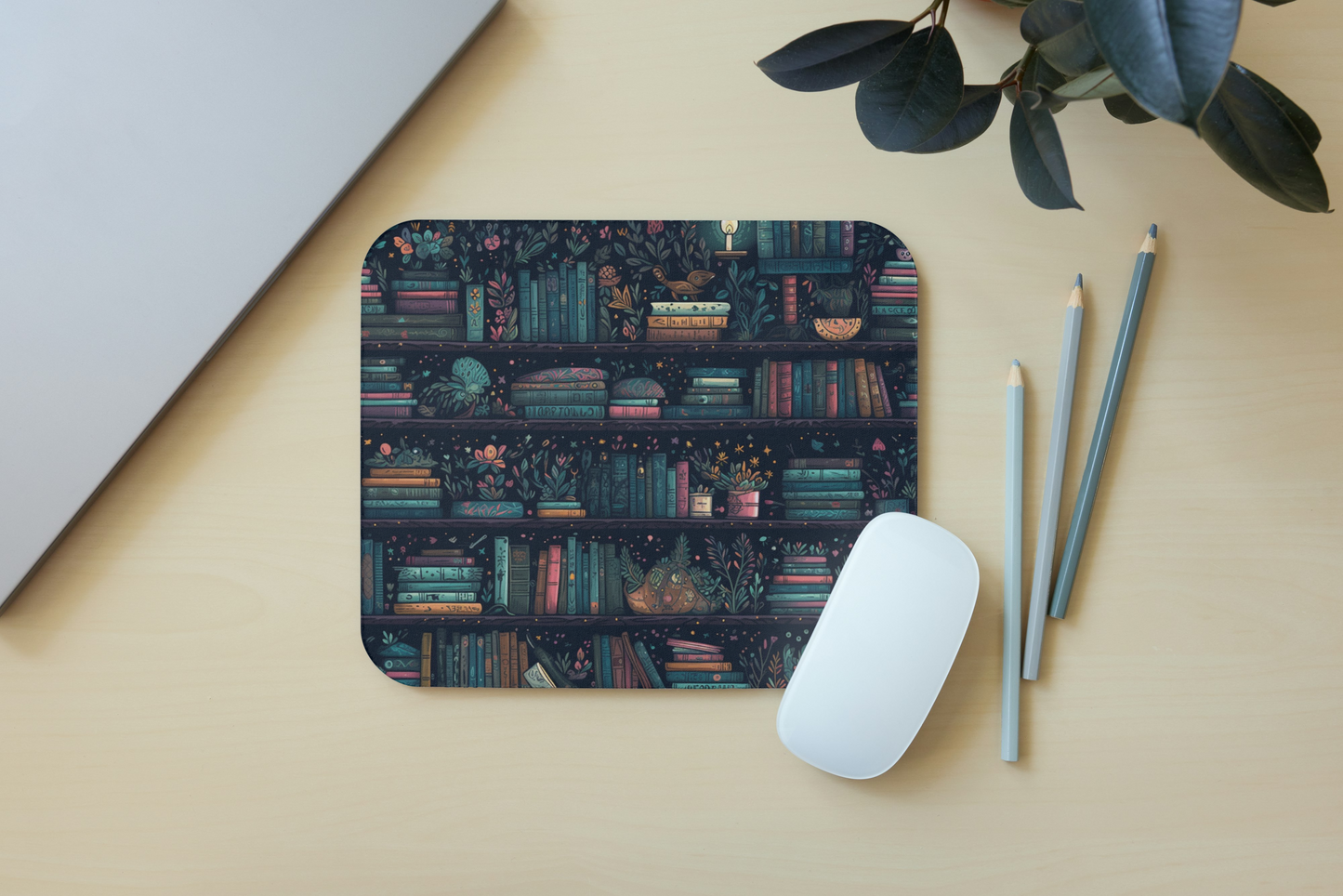 Midnight Blooms & Dark Pages Mouse Pad