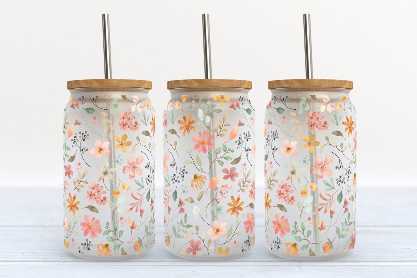 Dainty Wildflower Glass Tumbler - CGS. Creations