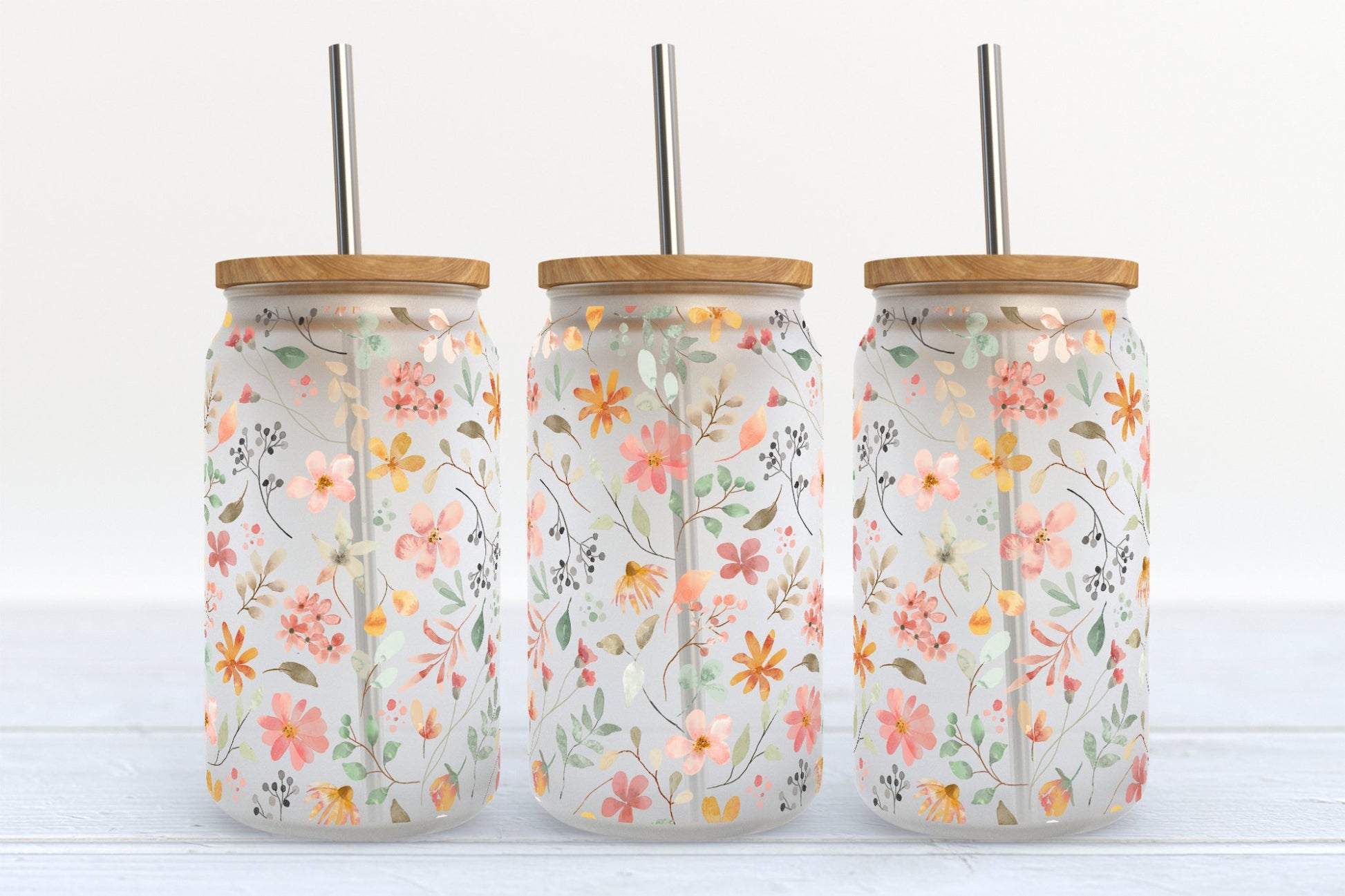 Dainty Wildflower Glass Tumbler - CGS. Creations