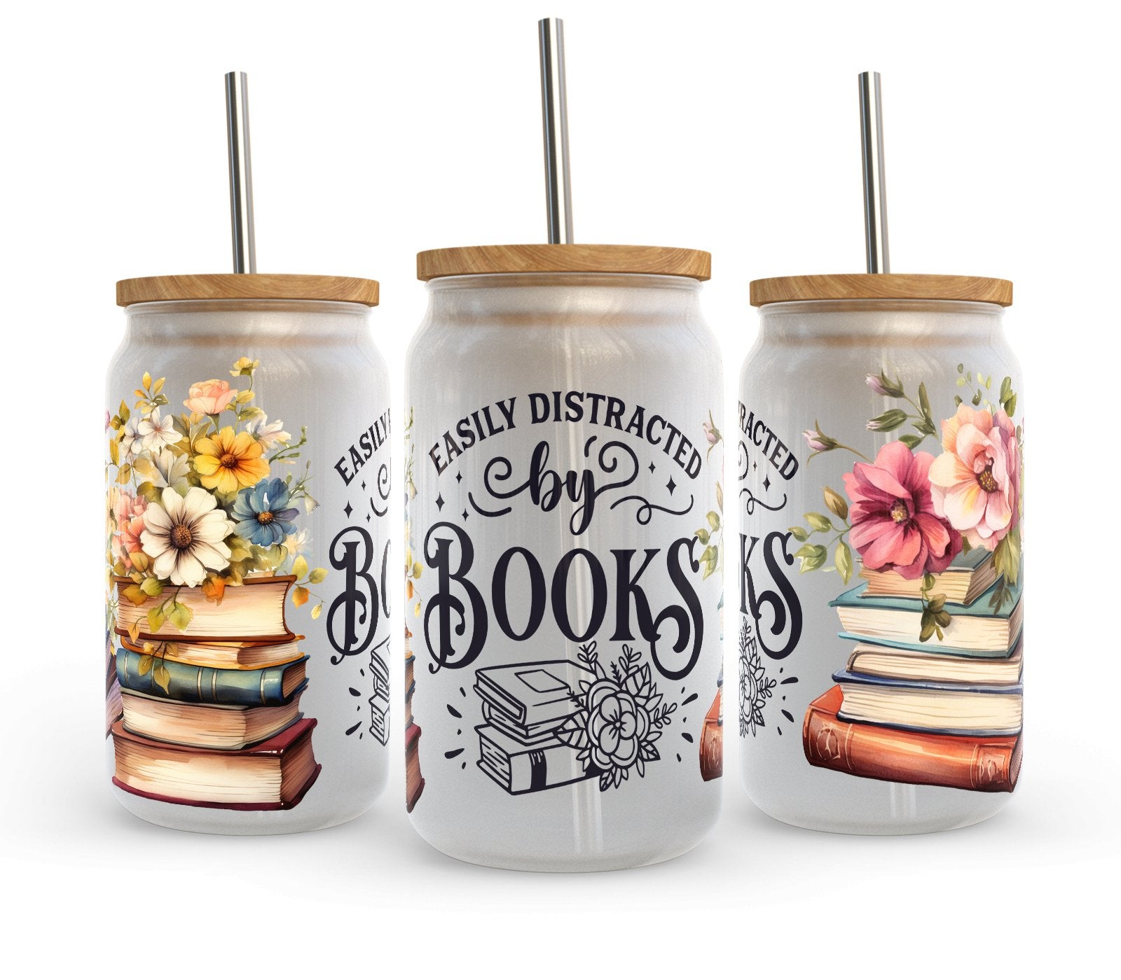 Easily Distracted by Books Glass Tumbler - CGS. Creations