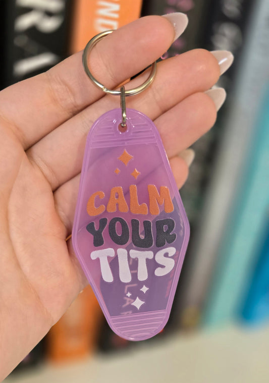 Calm Your Tits Motel Keychain