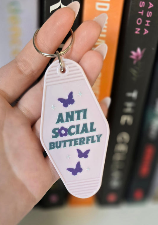 Anti Social Butterfly Motel Keychain