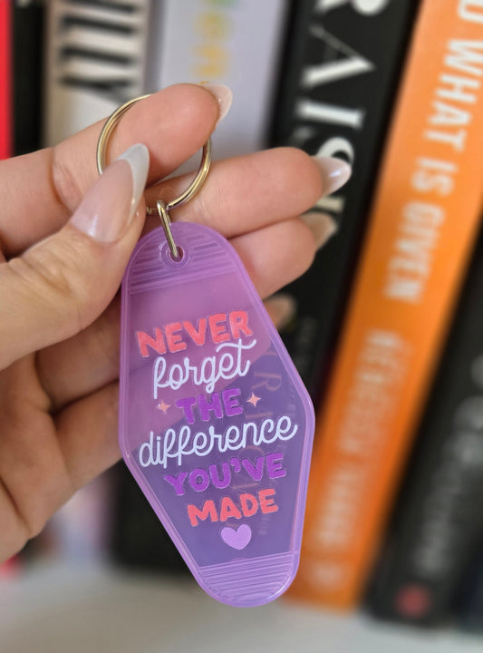 Never Forget The Difference Motel Keychain