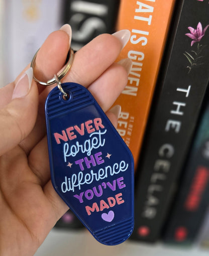 Never Forget The Difference Motel Keychain
