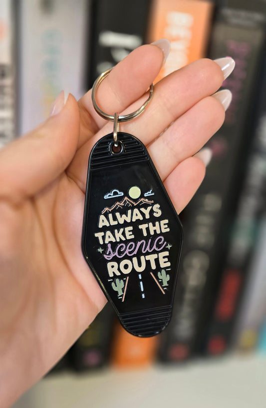Always Take The Scenic Route Motel Keychain