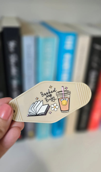 Booked and Busy Motel Keychain
