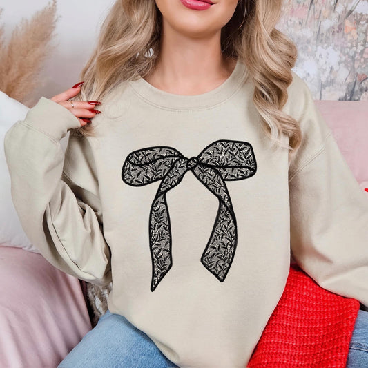 Black Lace Bow Shirt