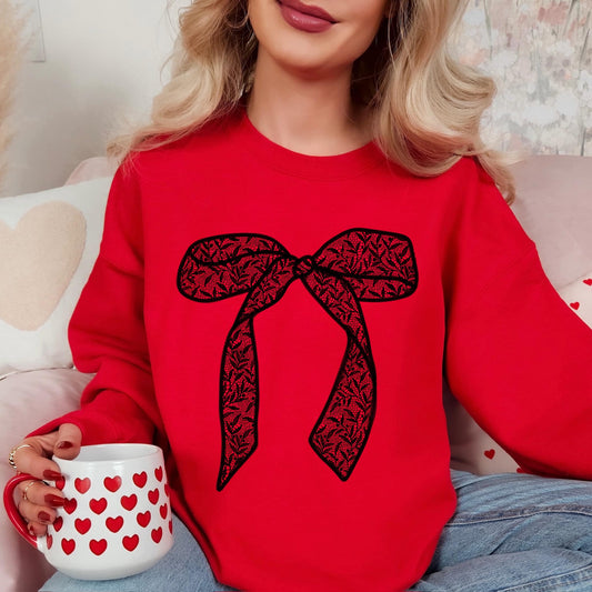 Black Lace Bow Shirt