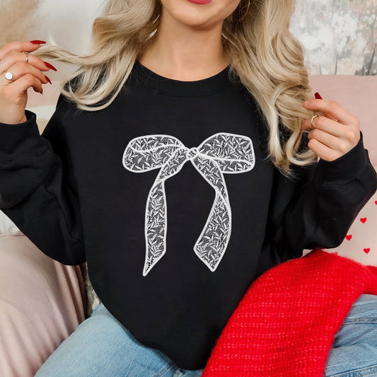 White Lace Bow Shirt