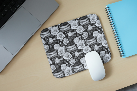 Mortal Grey Flowers Mouse Pad