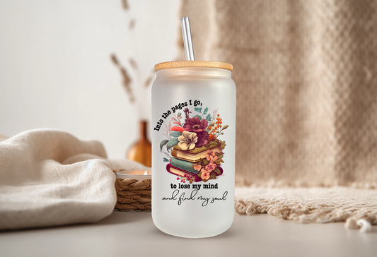 Into The Pages Glass Tumbler 16oz.