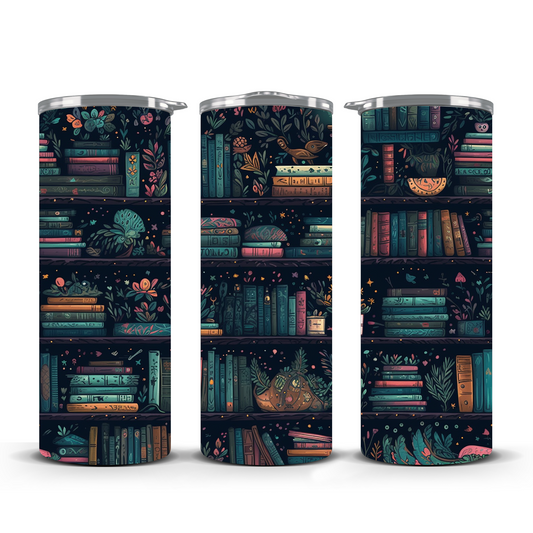 Midnight Blooms & Dark Pages Stainless Steel Tumbler 20oz.