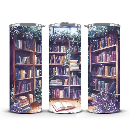 Lavender Leaves Library Stainless Steel Tumbler 20oz.