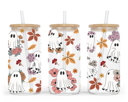 Fall Ghost Vibe 16 oz. Glass Cup