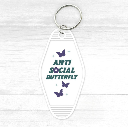 Anti Social Butterfly Motel Keychain