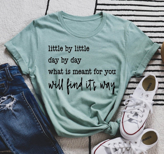 Little By Little Short Sleeve T-Shirt Comfort Colors Pink- Limited Sizing