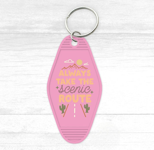 Always Take The Scenic Route Motel Keychain - CGS. Creations