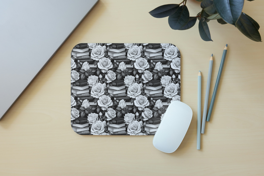 Mortal Grey Flowers Mouse Pad