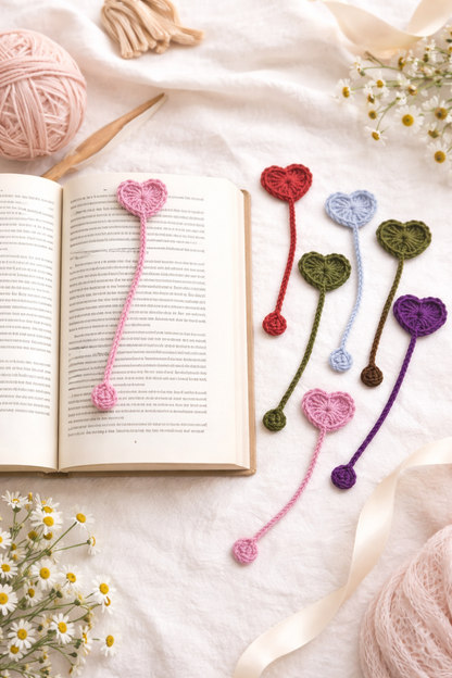 Handmade Crochet Heart Bookmark | Cozy Gift for Book Lovers