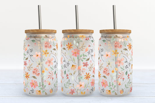 Dainty Wildflower Glass Tumbler - CGS. Creations
